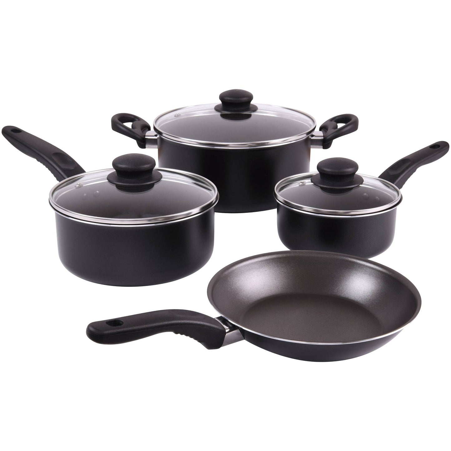 Mainstays 7 Piece Black Nonstick Dishwasher Safe Cookware Set - Product image 1