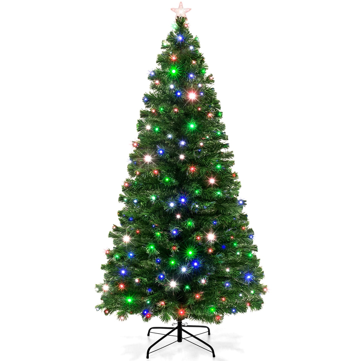 Best Choice Products Pre-Lit Fiber Optic Artificial Christmas Pine Tree with 280 Lights and Stand, Green - Product image 1