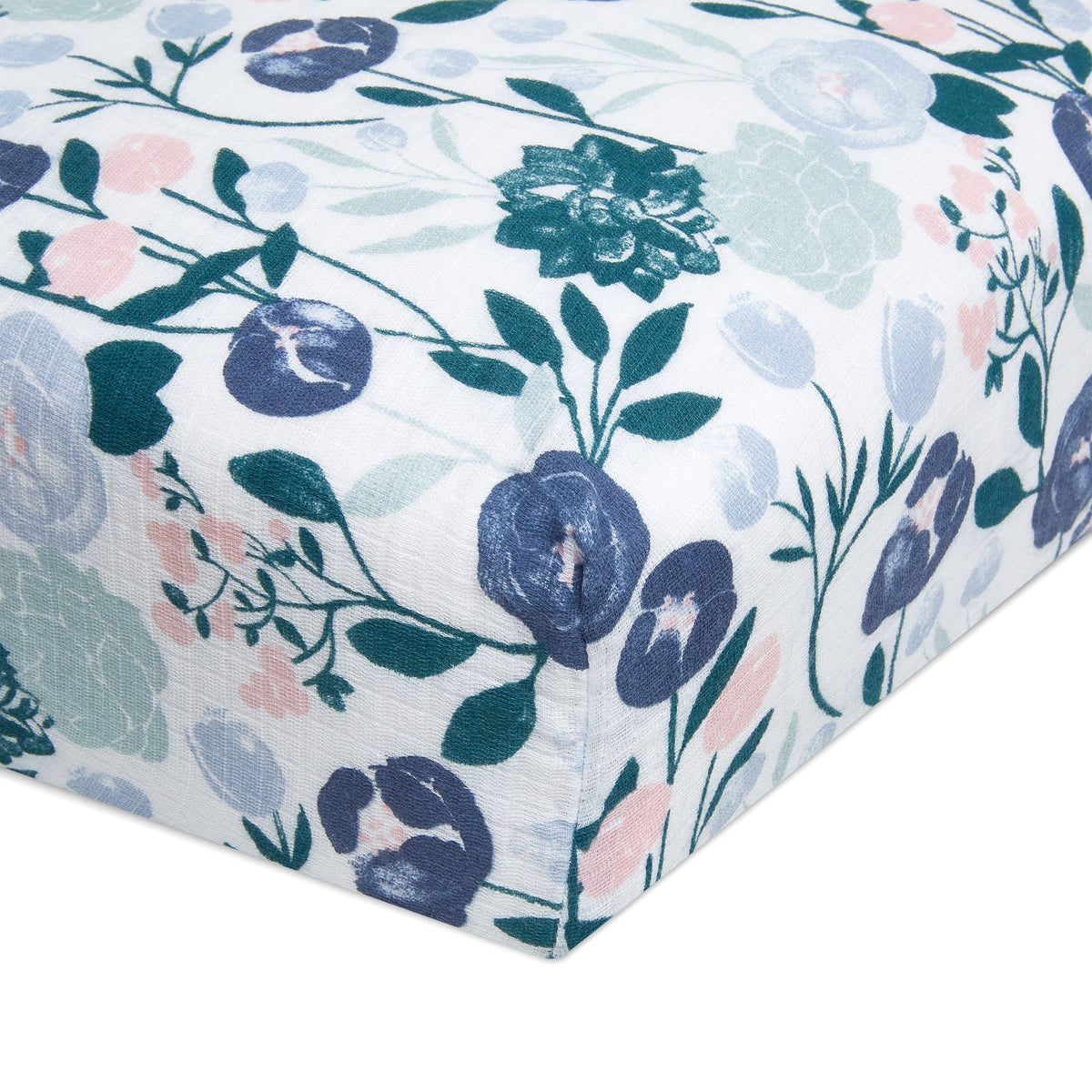 Aden + Anais Essentials Flowers Bloom Muslin Fitted Crib Sheet in Pink - Product image 1