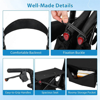 Ultralight Carbon Fiber Rollator Walker for Seniors, Foldable Rolling Walker with Seat, 8" Wheels - Product image 7