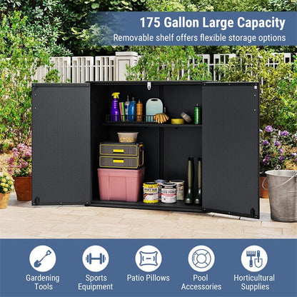 175 Gallon Outdoor Storage Shed, All-Weather Resin Patio Storage Box with Floor - Product image 6