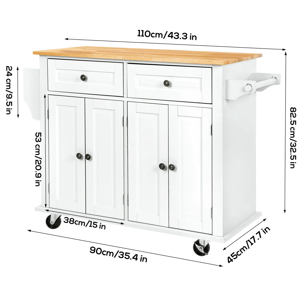 Richya Kitchen Island with Storage, Rolling Kitchen Cart with Lockable Wheels - Product image 3