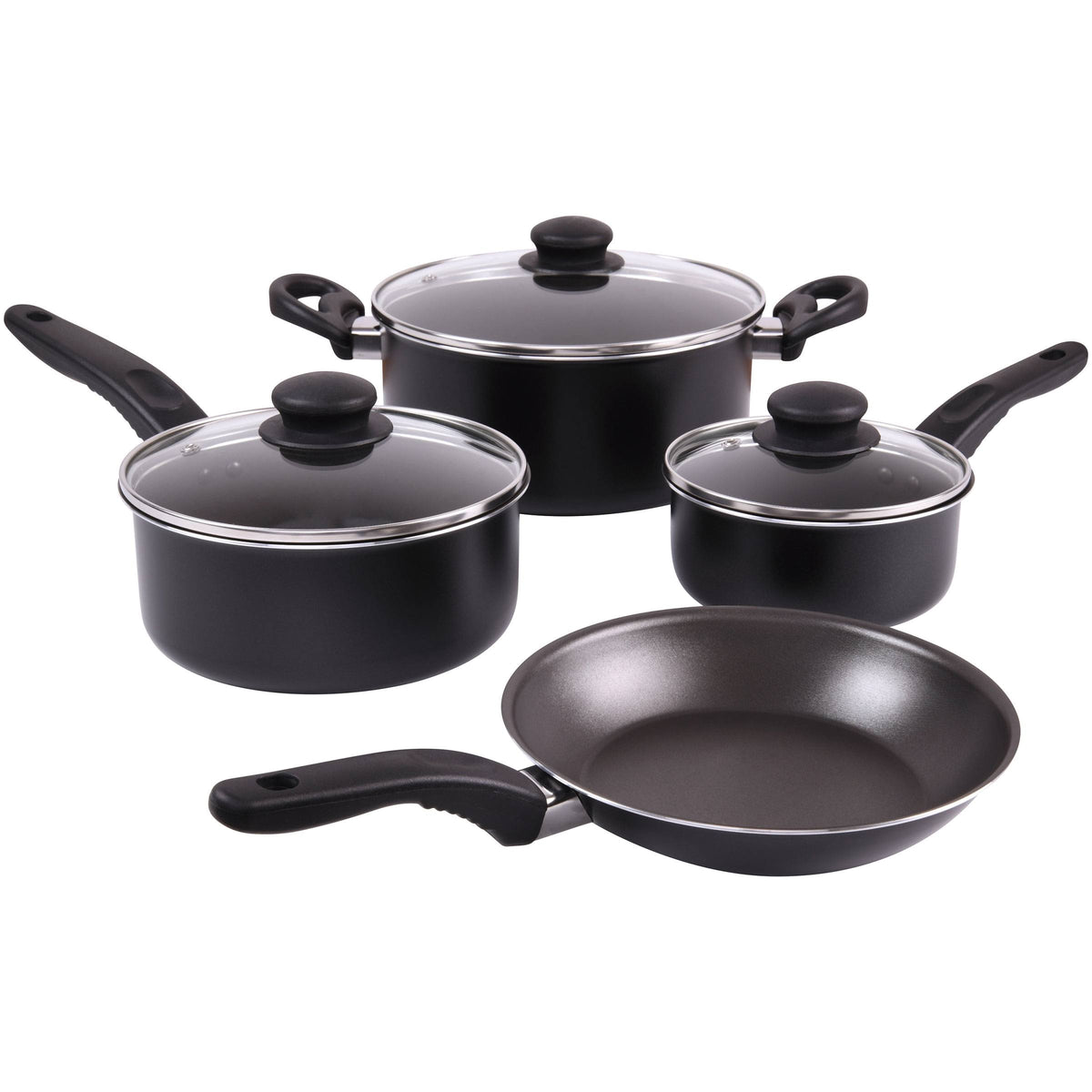 Mainstays 7 Piece Black Nonstick Dishwasher Safe Cookware Set - Product image 1