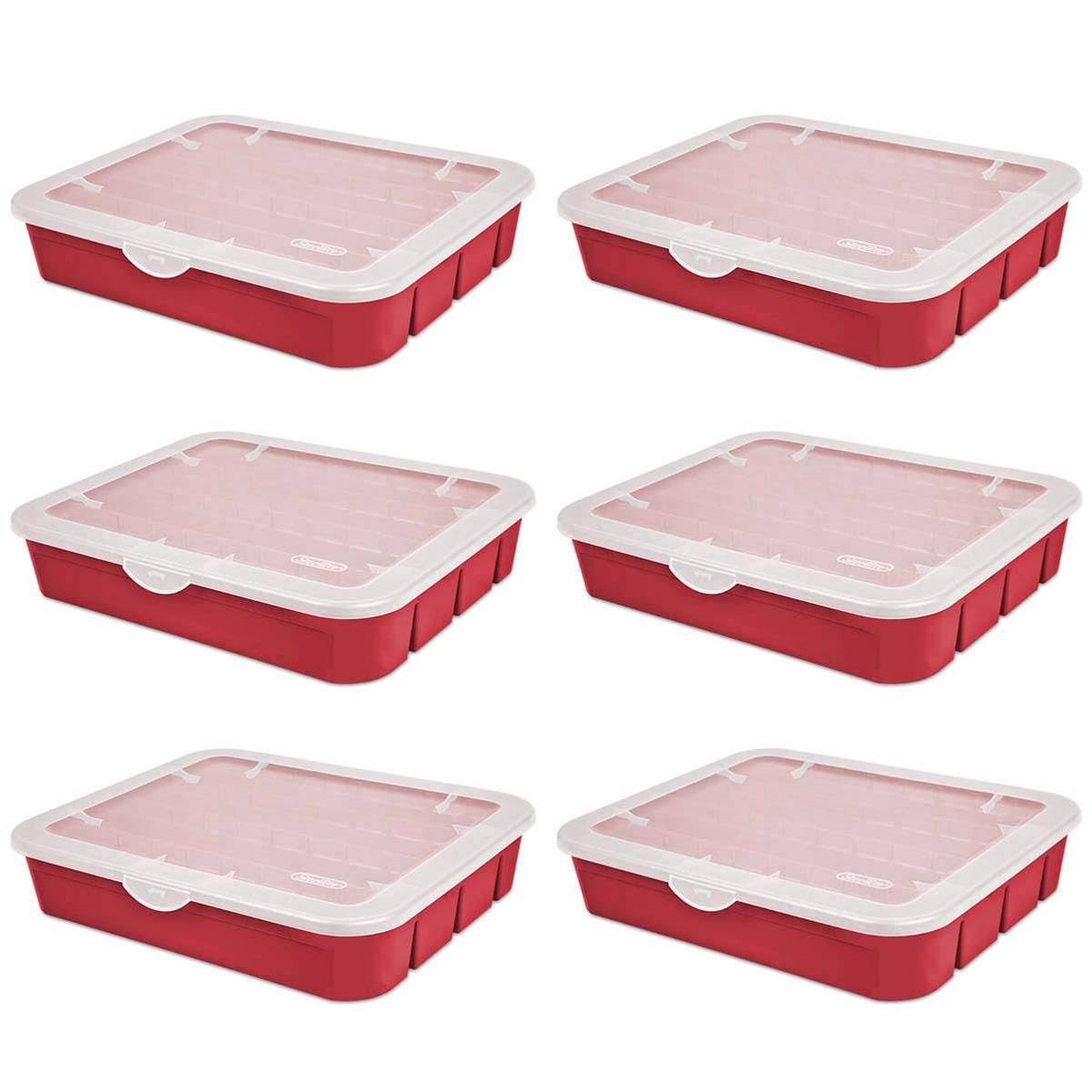 Sterilite 20 Compartment Adjustable Ornament Storage Box Red 6 Pack - Product image 1
