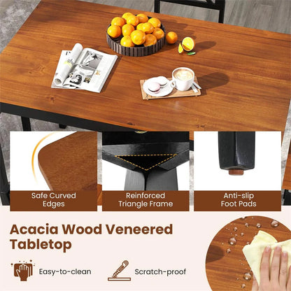 5-Piece Dining Table Set for 4, Mid-Century Modern Kitchen Table & 4 Chairs with Rubber Wood Legs & Cross - Product image 5