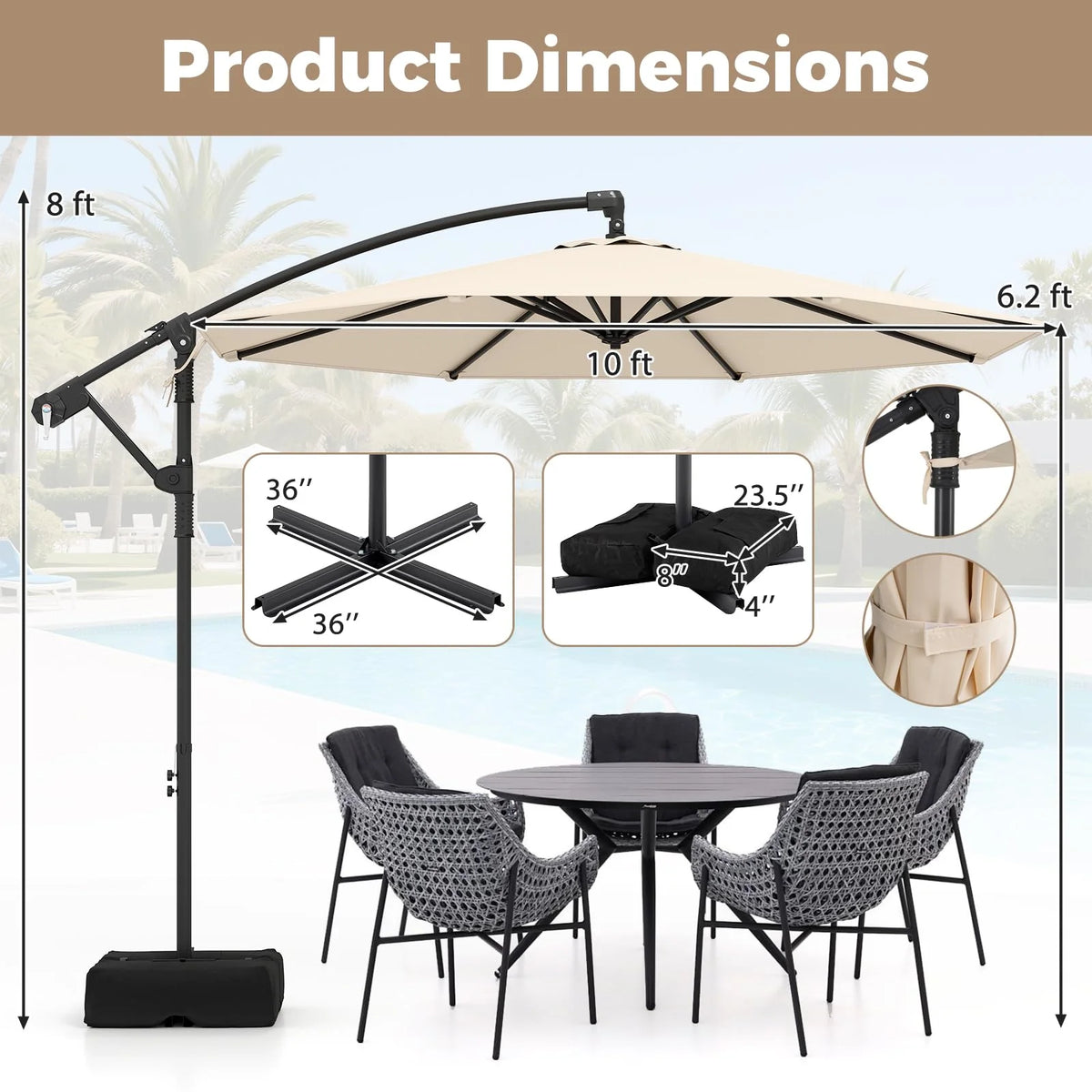 Tangkula 10ft Patio Umbrella with Base Included with 360 Degree Rotation - Product image 7