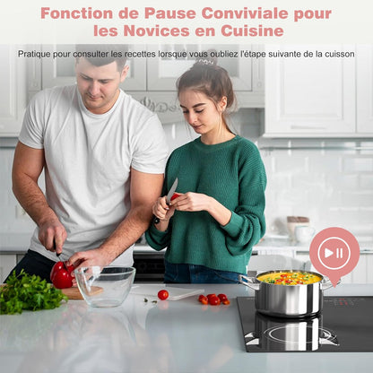 6400W Built-in 4 Burner Induction Hob, Flexible Zone Induction Hob, 60cm Electric Hob, Pause Function, 9 Levels, Touch Control, Timer, Child Lock