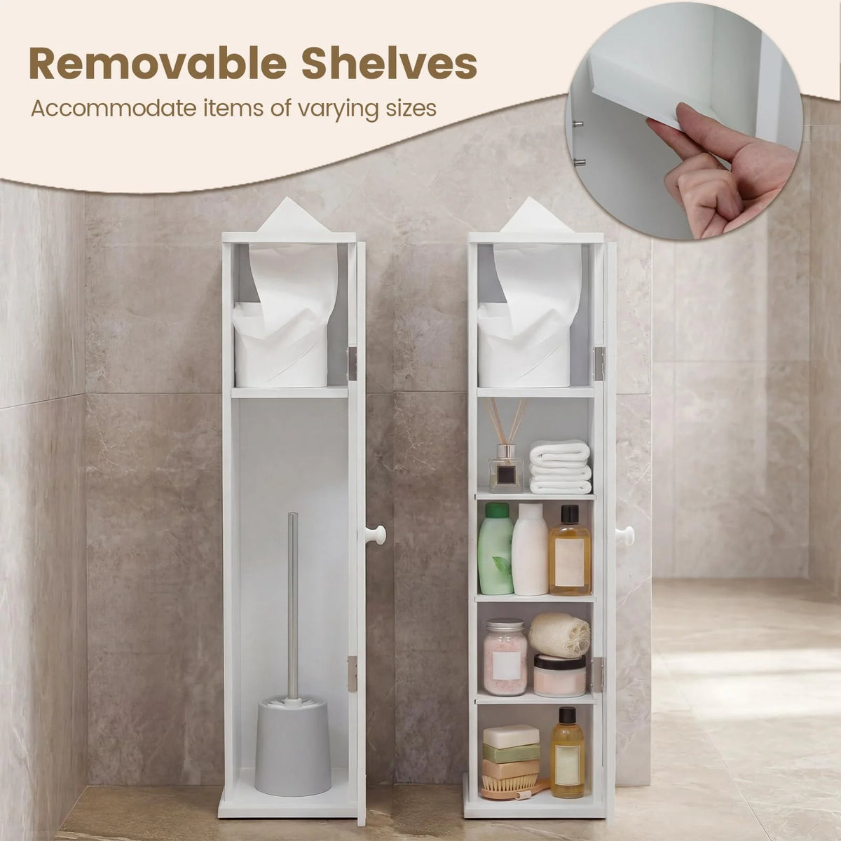 Tangkula Slim Bathroom Storage Cabinet with Door