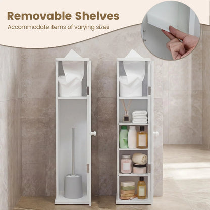 Tangkula Slim Bathroom Storage Cabinet with Door