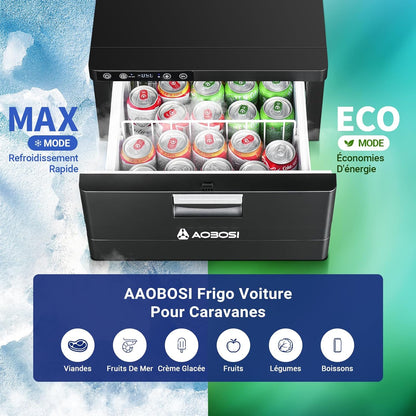 AAOBOSI 31L Drawer Electric Cooler, Compression Cooler with APP, Caravan Cooler 12V/24V, -20℃ to 20℃ Electric Cooler for Car, Truck, Boat, Motorhome