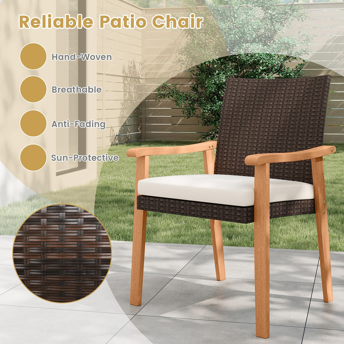 Tangkula Patio Wicker Dining Chair Set of 2/4 for Deck Garden Poolside Backyard - Product image 9