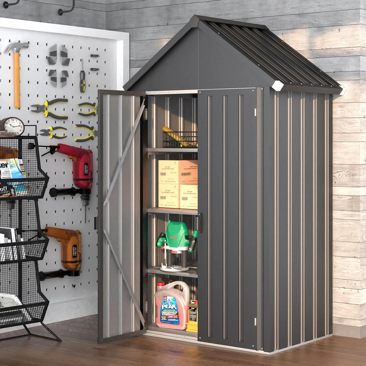 AECOJOY Outdoor Storage Cabinet Waterproof with Shelves, Vertical Tall Sheds Cabinet - Product image 8