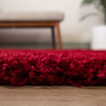 Rugs.com Solid Shag Collection Rug - 13 Ft Runner Cherry Red Shag Rug Perfect for Hallways, Entryways - Product image 4