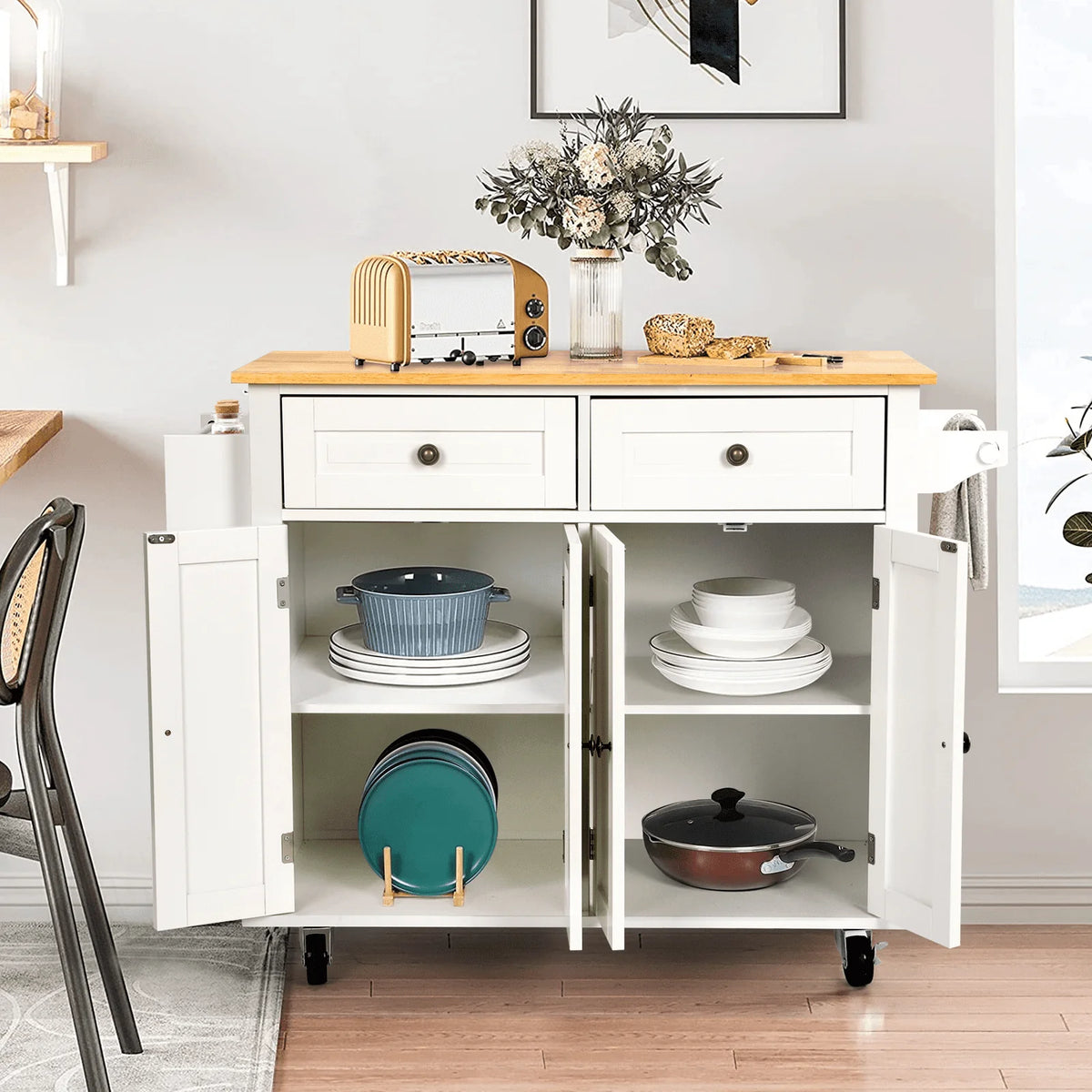 Richya Kitchen Island with Storage, Rolling Kitchen Cart with Lockable Wheels - Product image 2