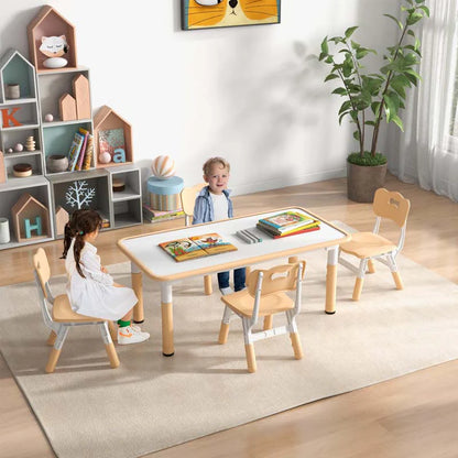Kids Table and 4 Chairs Set, Height Adjustable Toddler Art Activity Desk with 4 Seats & Graffiti Desktop - Product image 21