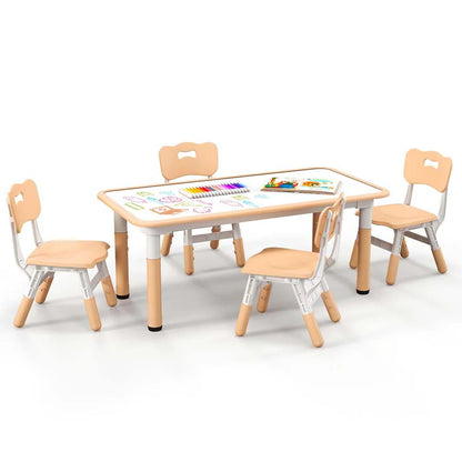 Kids Table and 4 Chairs Set, Height Adjustable Toddler Art Activity Desk with 4 Seats & Graffiti Desktop - Product image 19
