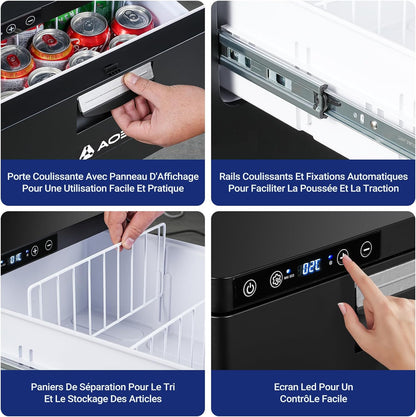 AAOBOSI 31L Drawer Electric Cooler, Compression Cooler with APP, Caravan Cooler 12V/24V, -20℃ to 20℃ Electric Cooler for Car, Truck, Boat, Motorhome