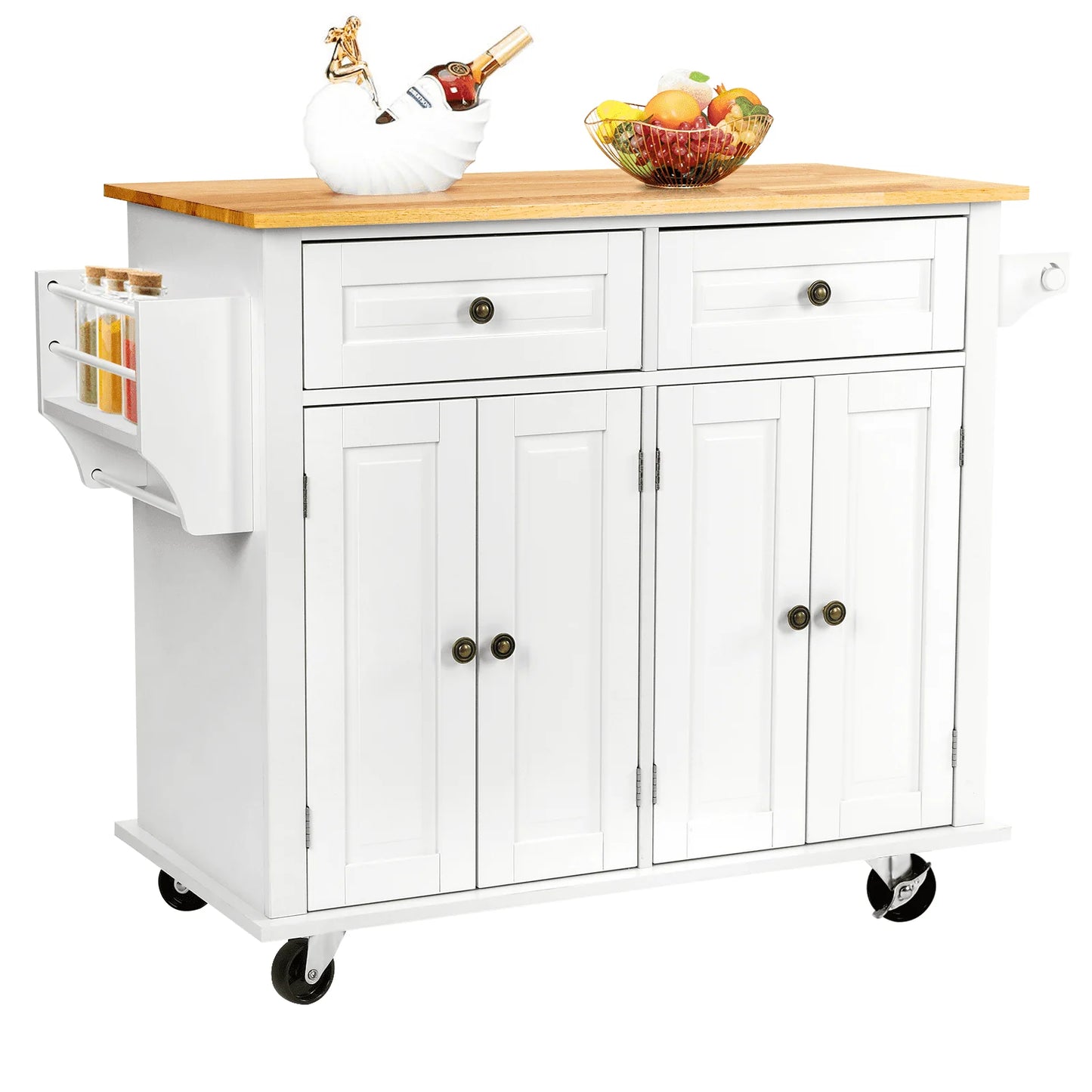Richya Kitchen Island with Storage, Rolling Kitchen Cart with Lockable Wheels - Product image 1