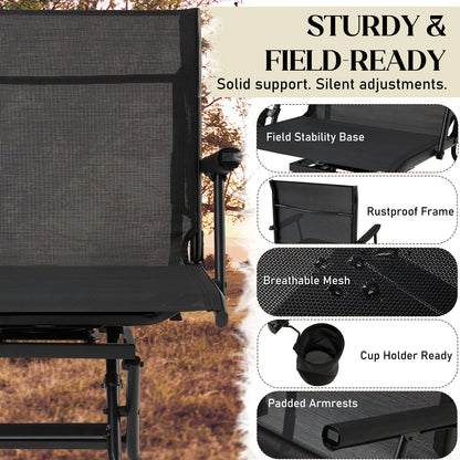 AECOJOY Folding Hunting Swivel Chair, Compact Storage Design, Black Steel Frame for Outdoor Shooting & - Product image 5