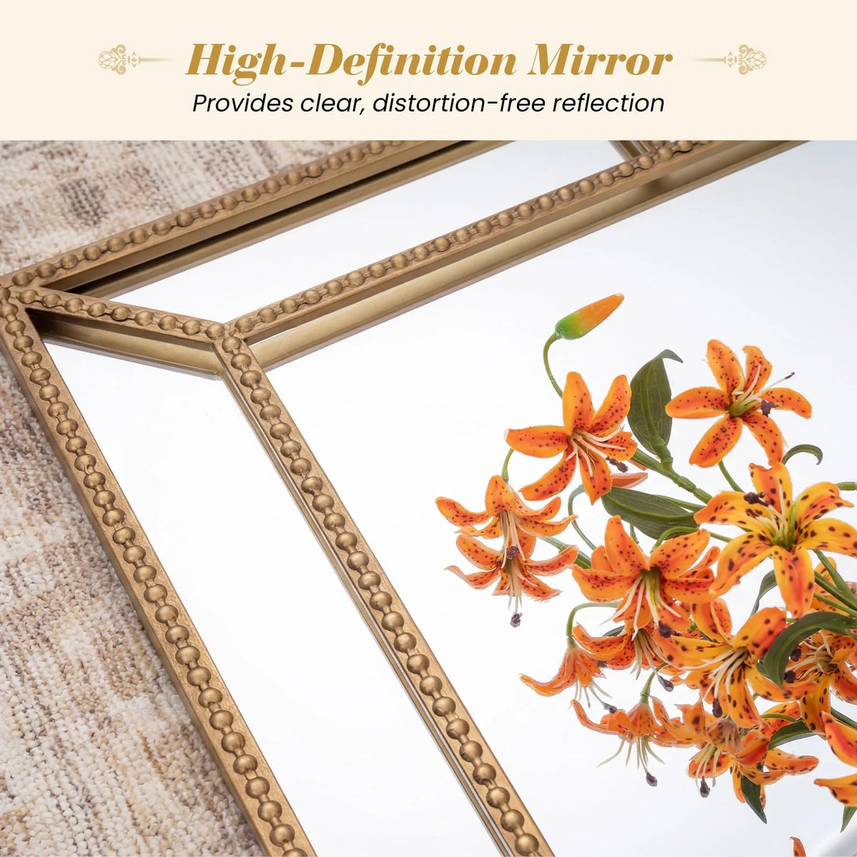 Tangkula 36" x 24" Gold Arched Wall Mirror (Rectangle) - Product image 5