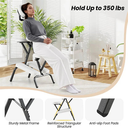 Portable Lightweight Massage Chair, PU Leather Tattoo Spa Chair with Thickened Sponge & Carrying Bag - Product image 18