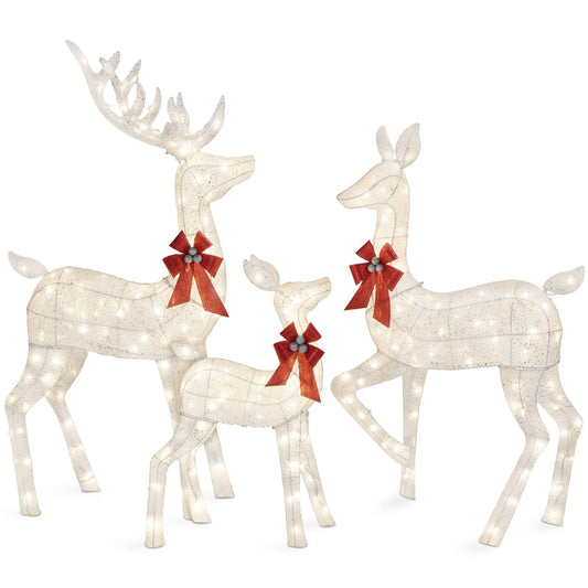Best Choice Products 3-Piece Lighted Christmas Deer Set Outdoor Yard Decoration w/ 360 LED Lights, Stakes - Product image 1