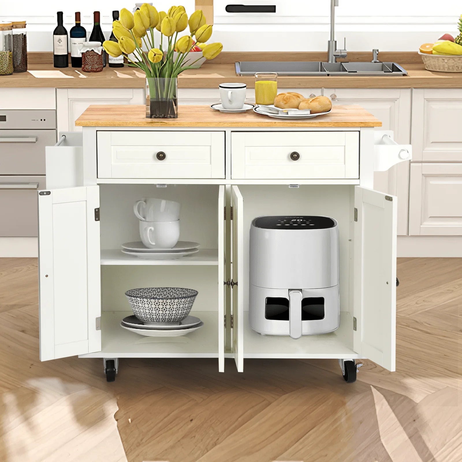 Richya Kitchen Island with Storage, Rolling Kitchen Cart with Lockable Wheels - Product image 5