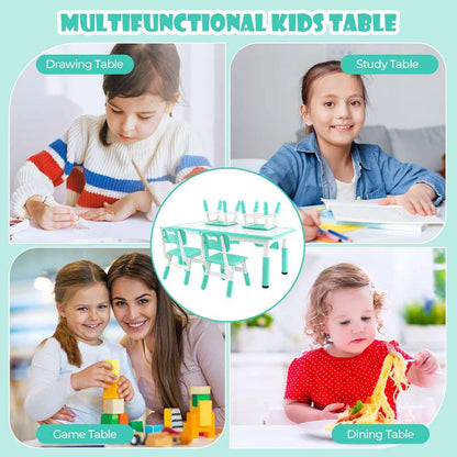 Kids Table and 4 Chairs Set, Height Adjustable Toddler Art Activity Desk with 4 Seats & Graffiti Desktop - Product image 7