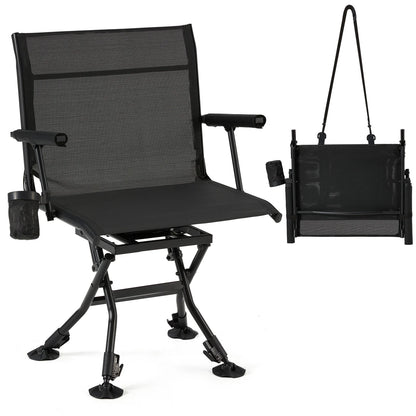 AECOJOY Folding Hunting Swivel Chair, Compact Storage Design, Black Steel Frame for Outdoor Shooting & - Product image 1