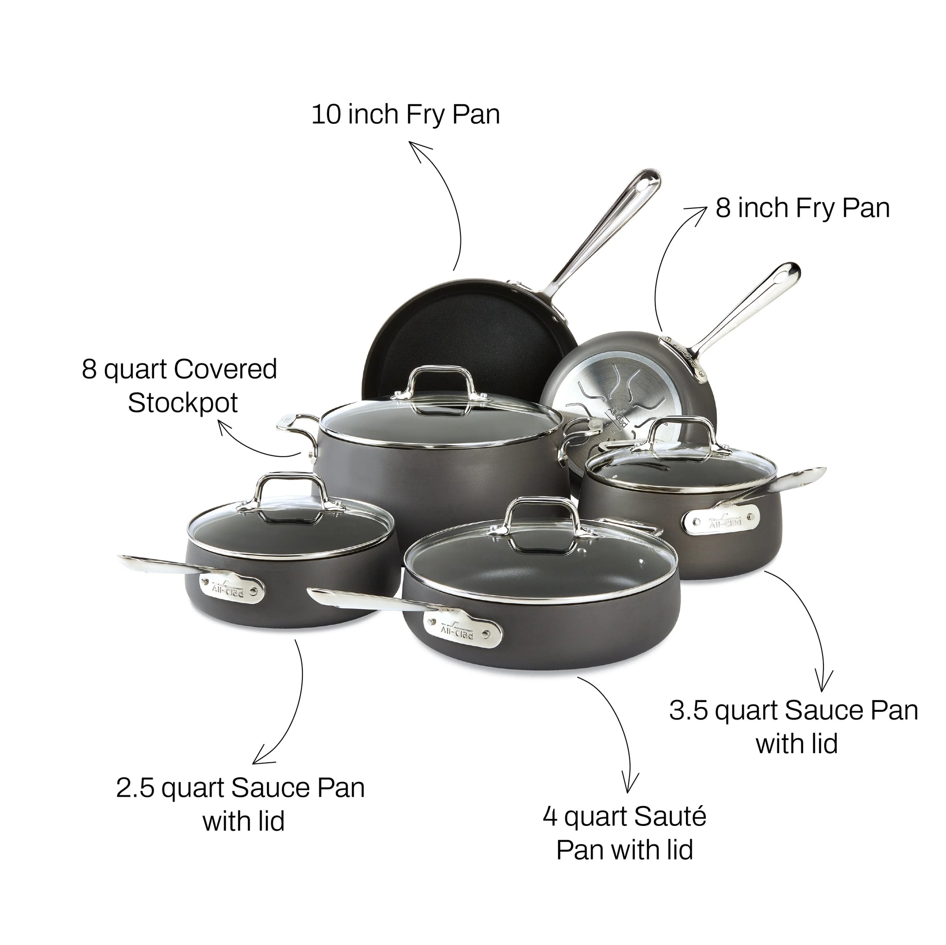 All - Clad HA1 Hard Anodized Nonstick Cookware, 10 Piece Set - Product image 9