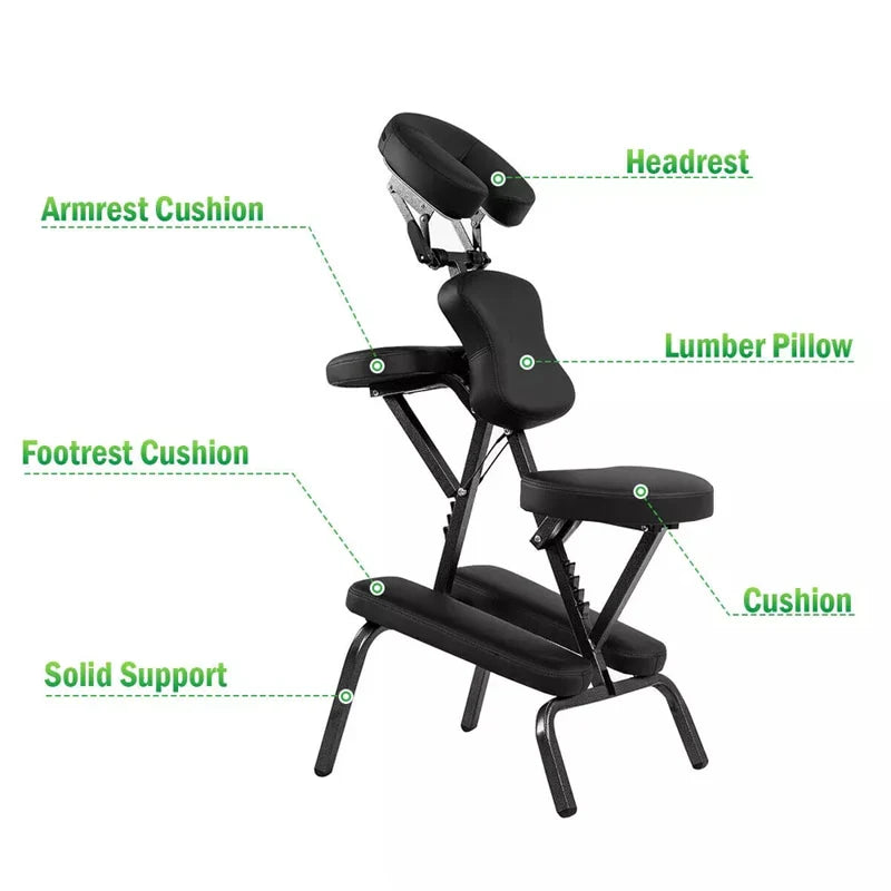 Portable Lightweight Massage Chair, PU Leather Tattoo Spa Chair with Thickened Sponge & Carrying Bag - Product image 6