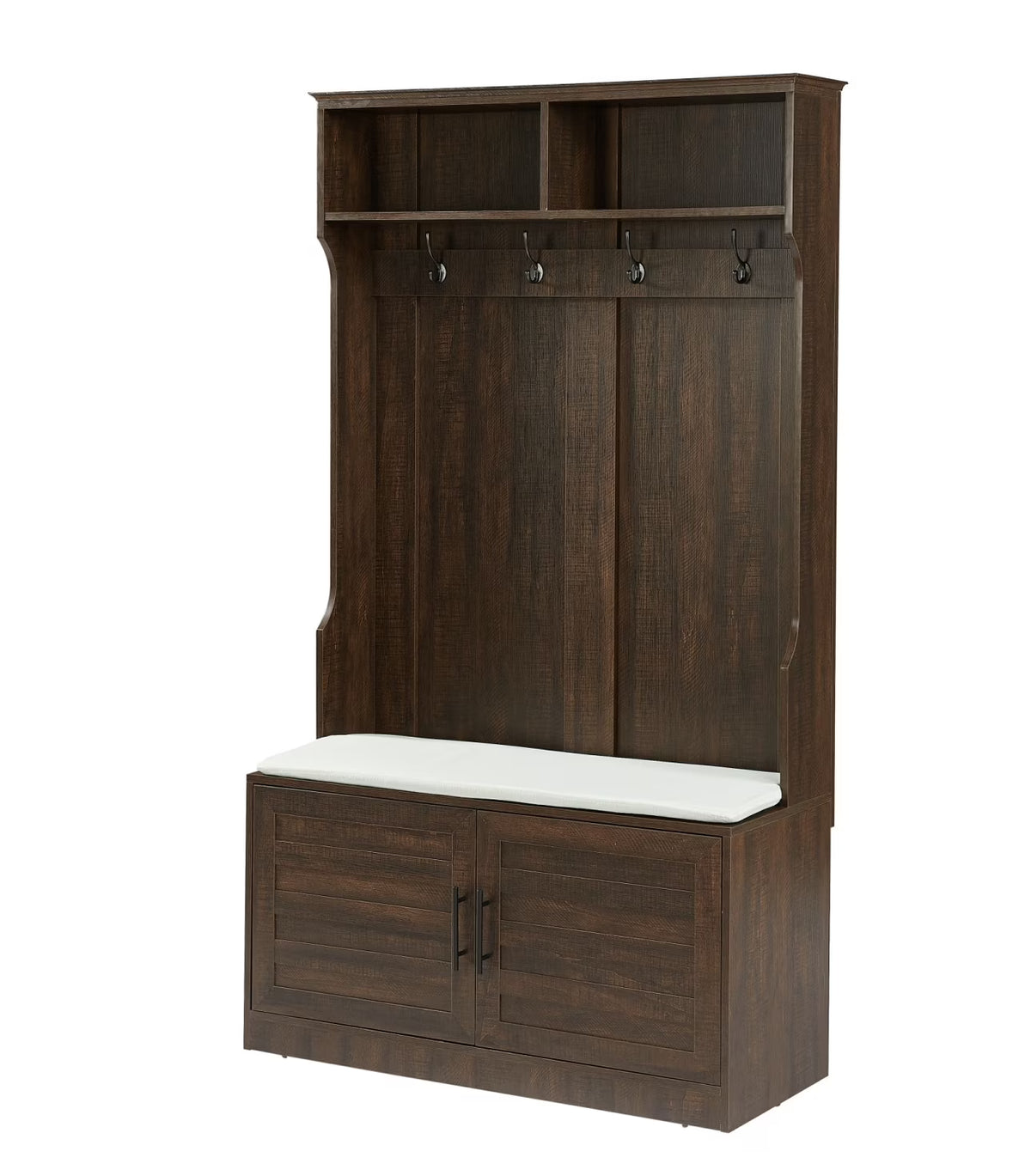 Entryway Hall Tree with Storage Bench, Wooden Coat Rack with Sponge Pad and 4 Dual Hooks - Product image 5