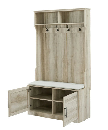 Entryway Hall Tree with Storage Bench, Wooden Coat Rack with Sponge Pad and 4 Dual Hooks - Product image 13