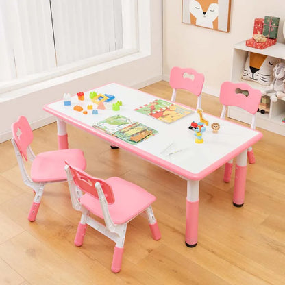 Kids Table and 4 Chairs Set, Height Adjustable Toddler Art Activity Desk with 4 Seats & Graffiti Desktop - Product image 11