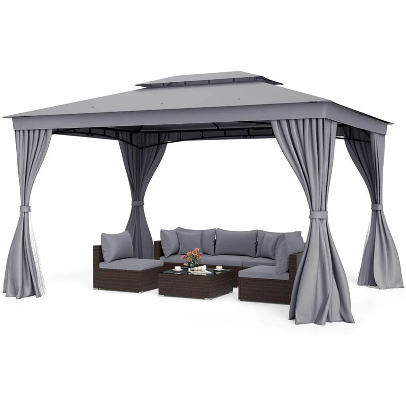 10 x 13 FT Patio Gazebo, Double-Roof Outdoor Canopy Tent with Mesh Netting & Privacy Curtains - Product image 13