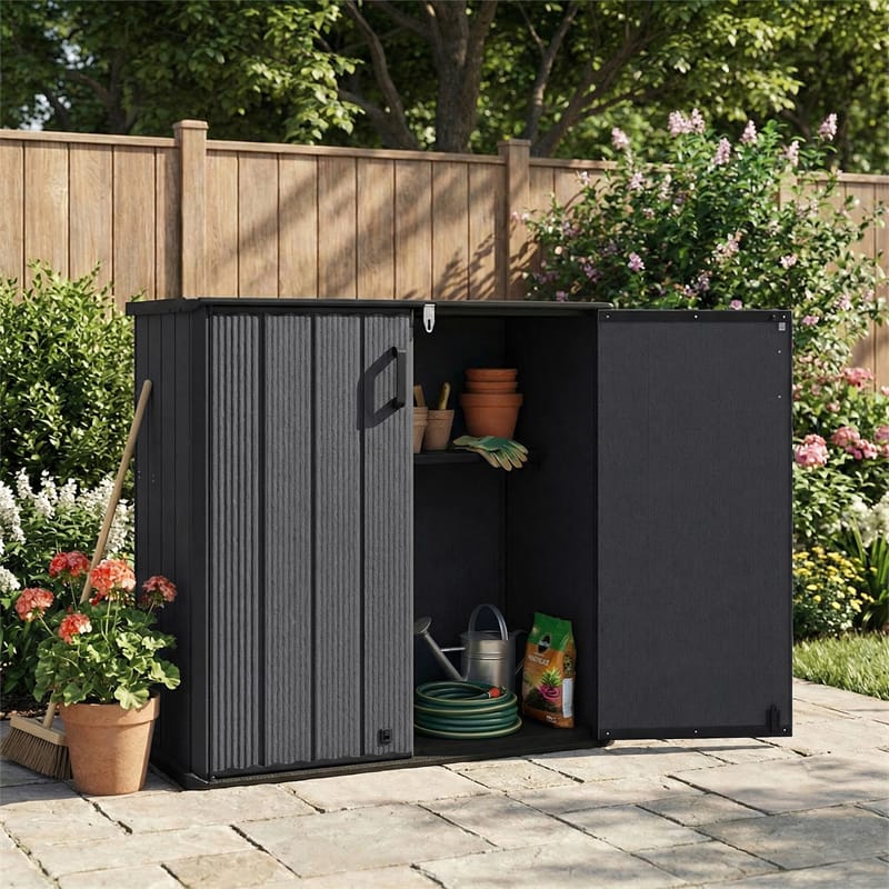 175 Gallon Outdoor Storage Shed, All-Weather Resin Patio Storage Box with Floor - Product image 1