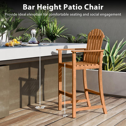 Tangkula Tall Adirondack Chair - Outdoor Acacia Wood Bar Stool with Back - Product image 6