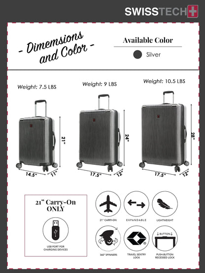 Swiss Tech Excursion 29" Hard Side Rolling Upright Luggage - Charcoal - Product image 4