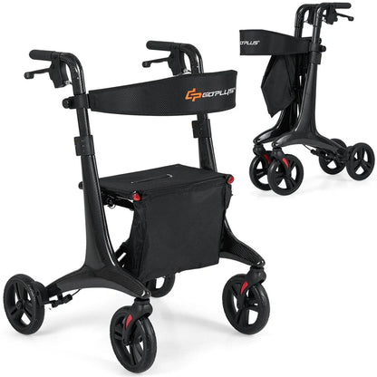 Ultralight Carbon Fiber Rollator Walker for Seniors, Foldable Rolling Walker with Seat, 8" Wheels - Product image 1