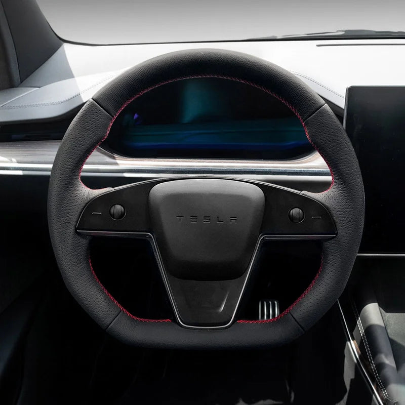 Plaid Round Steering Wheel Replacement for Tesla Model S / X 2021-2025